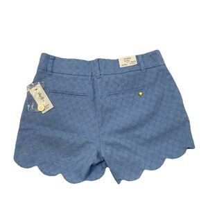 Crown & Ivy Shelby Scalloped Hem Shorts Preppy Blue Stretch Pockets Women’s 2P